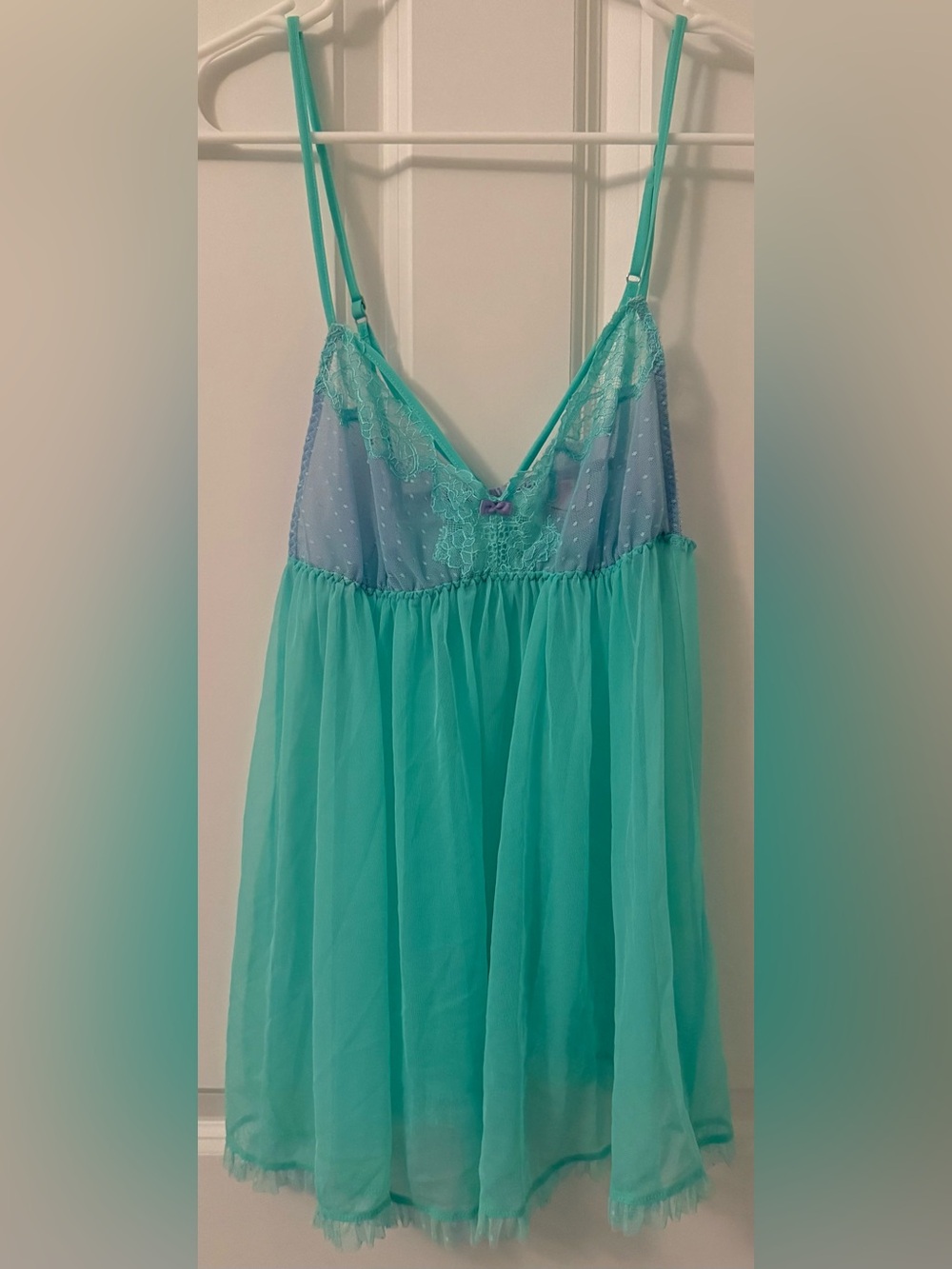 Victoria's Secret Mint & Lavender Lace Babydoll